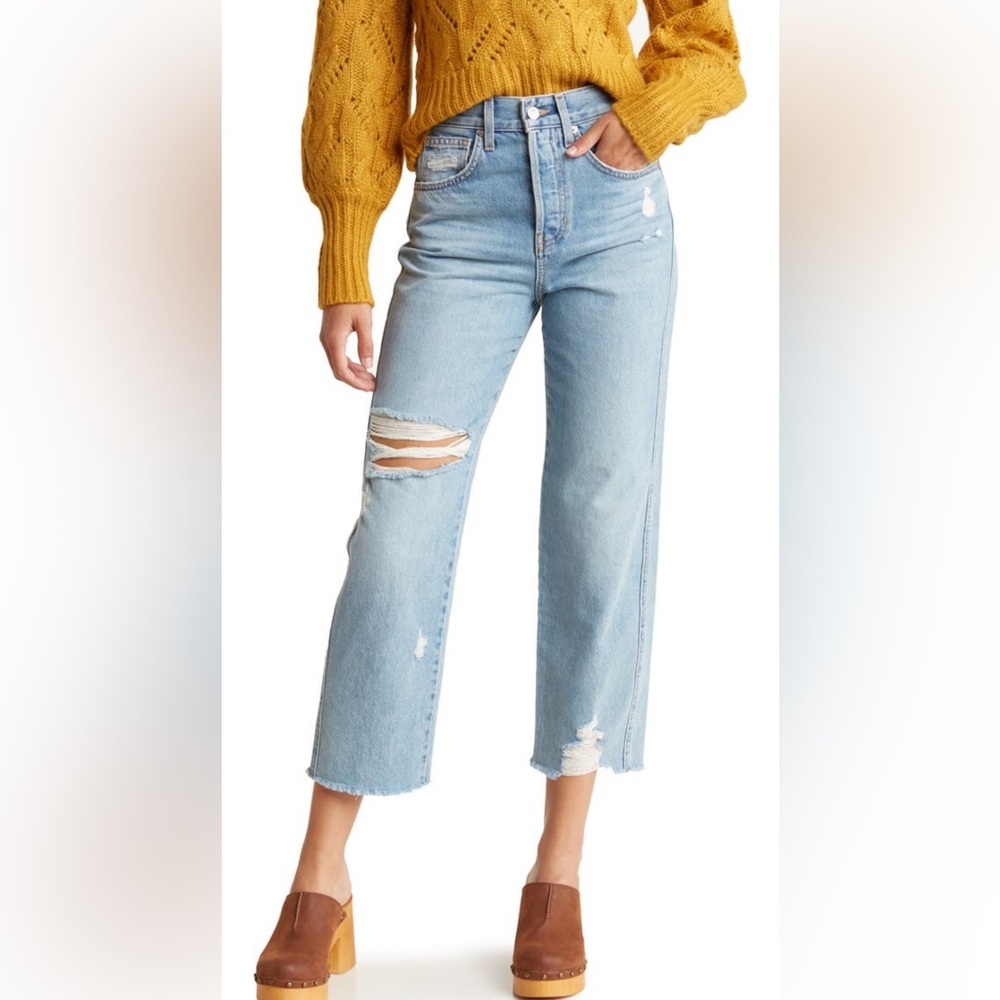 Veronica Beard Blake Distressed High Rise Crop Jeans in Lakeshore size 28 *NWT*